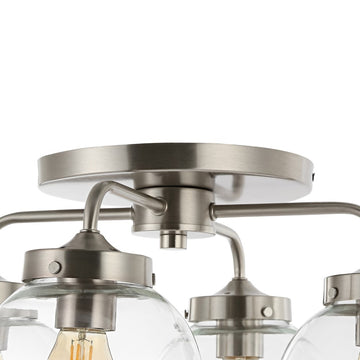 Piper 18" Farmhouse Rustic Iron/Glass LED Semi Flush Mount - JONATHAN Y